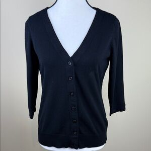 Reitmans Black 3/4 Sleeve V-Neck Cardigan